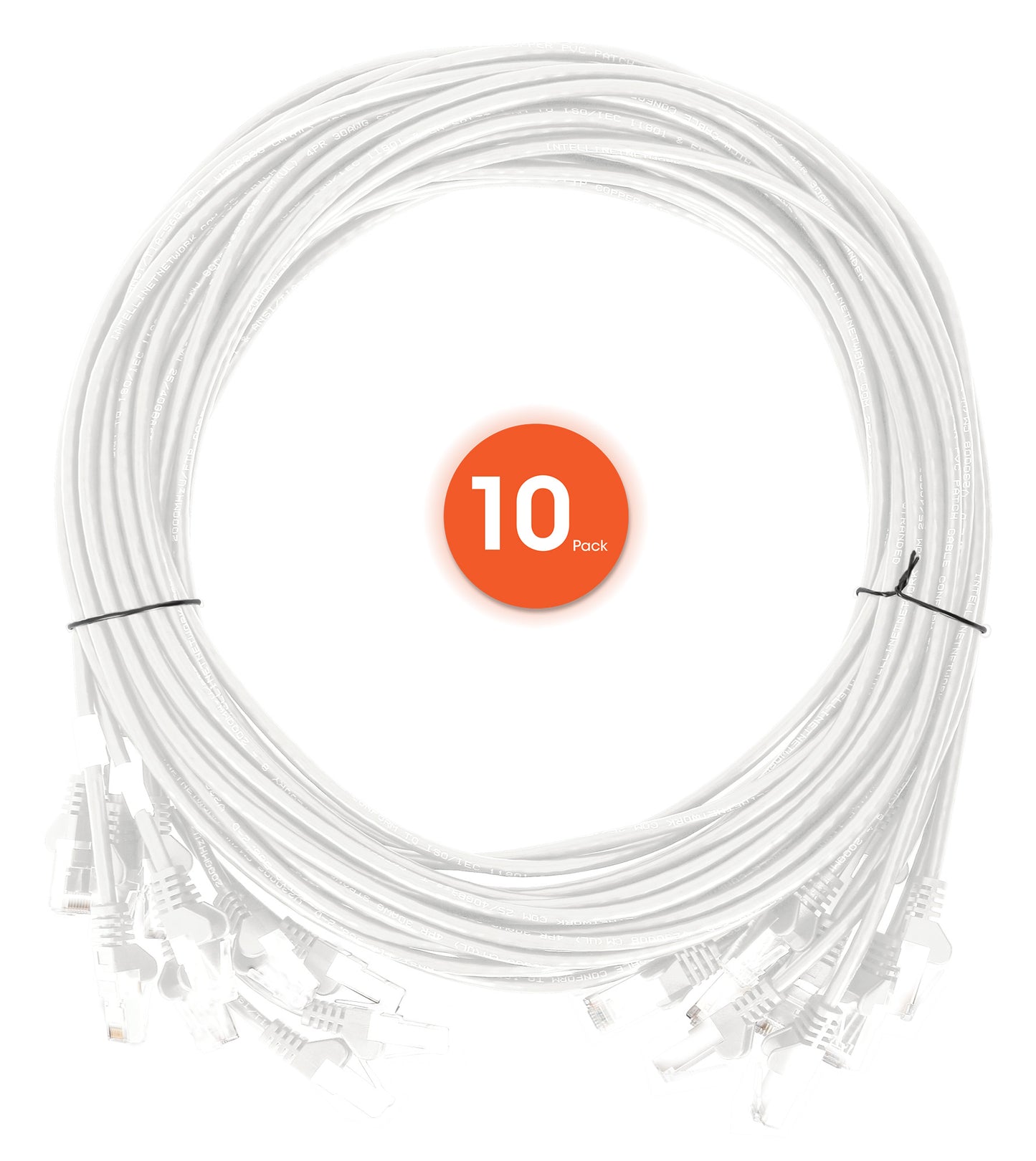 Cat6 U/UTP Premium Network Patch Cable, 2 m (7 ft.), White, 10-Pack Image 7