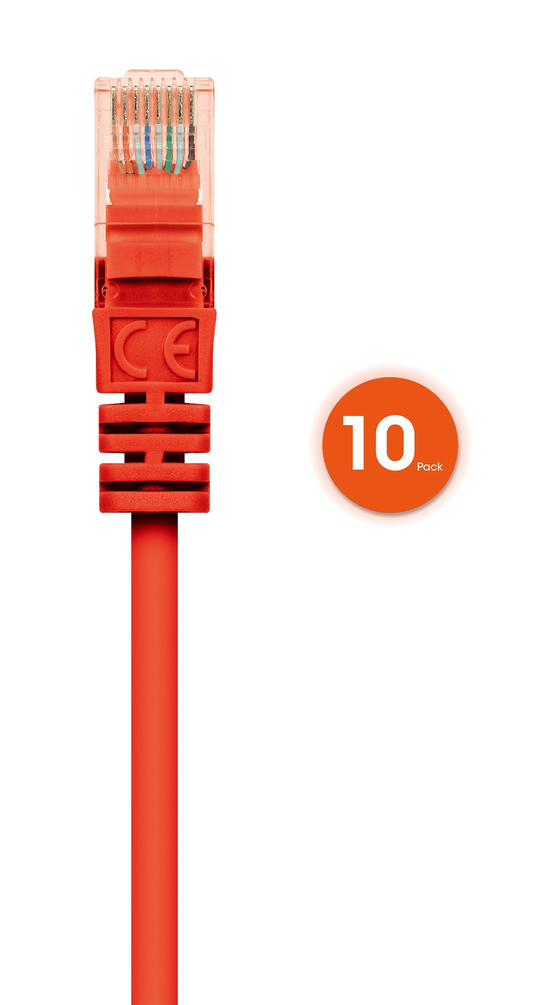 Cat6 U/UTP Premium Network Patch Cable, 0.25 m (0.8 ft.), Red, 10-Pack Image 4