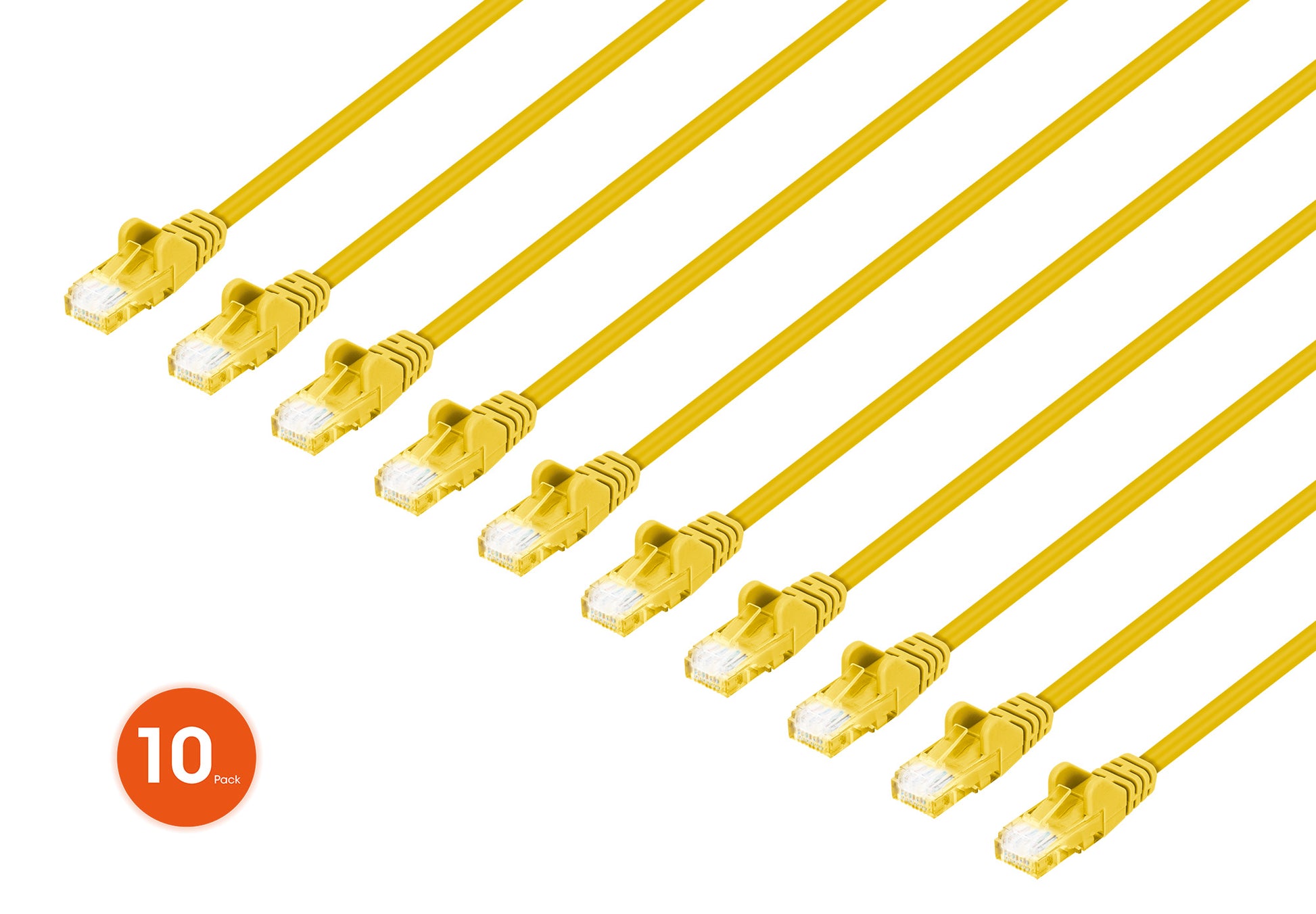 Cat6 U/UTP Premium Network Patch Cable, 0.15 m (0.5 ft.), Yellow, 10-Pack Image 1