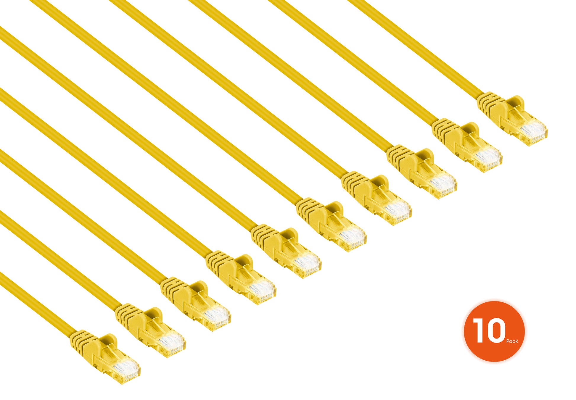 Cat6 U/UTP Premium Network Patch Cable, 0.25 m (0.8 ft.), Yellow, 10-Pack Image 2