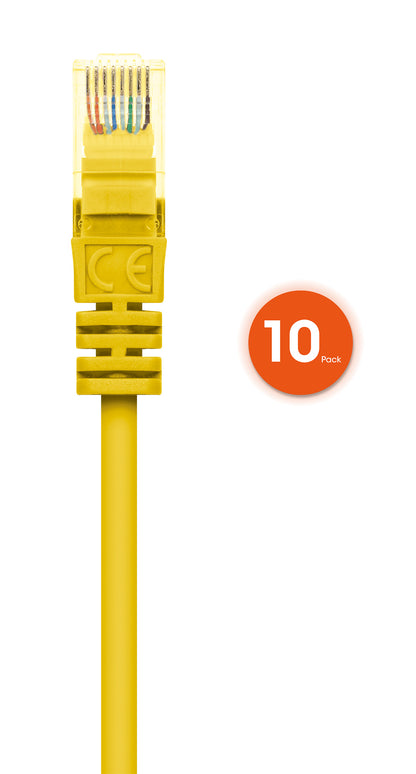 Cat6 U/UTP Premium Network Patch Cable, 0.25 m (0.8 ft.), Yellow, 10-Pack Image 4