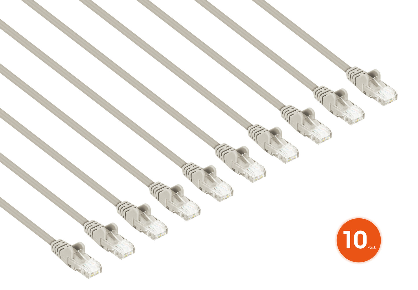 Cat6 U/UTP Premium Network Patch Cable, 0.15 m (0.5 ft.), Gray, 10-Pack Image 2