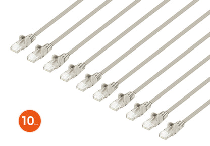 Cat6 U/UTP Premium Network Patch Cable, 0.15 m (0.5 ft.), Gray, 10-Pack Image 1