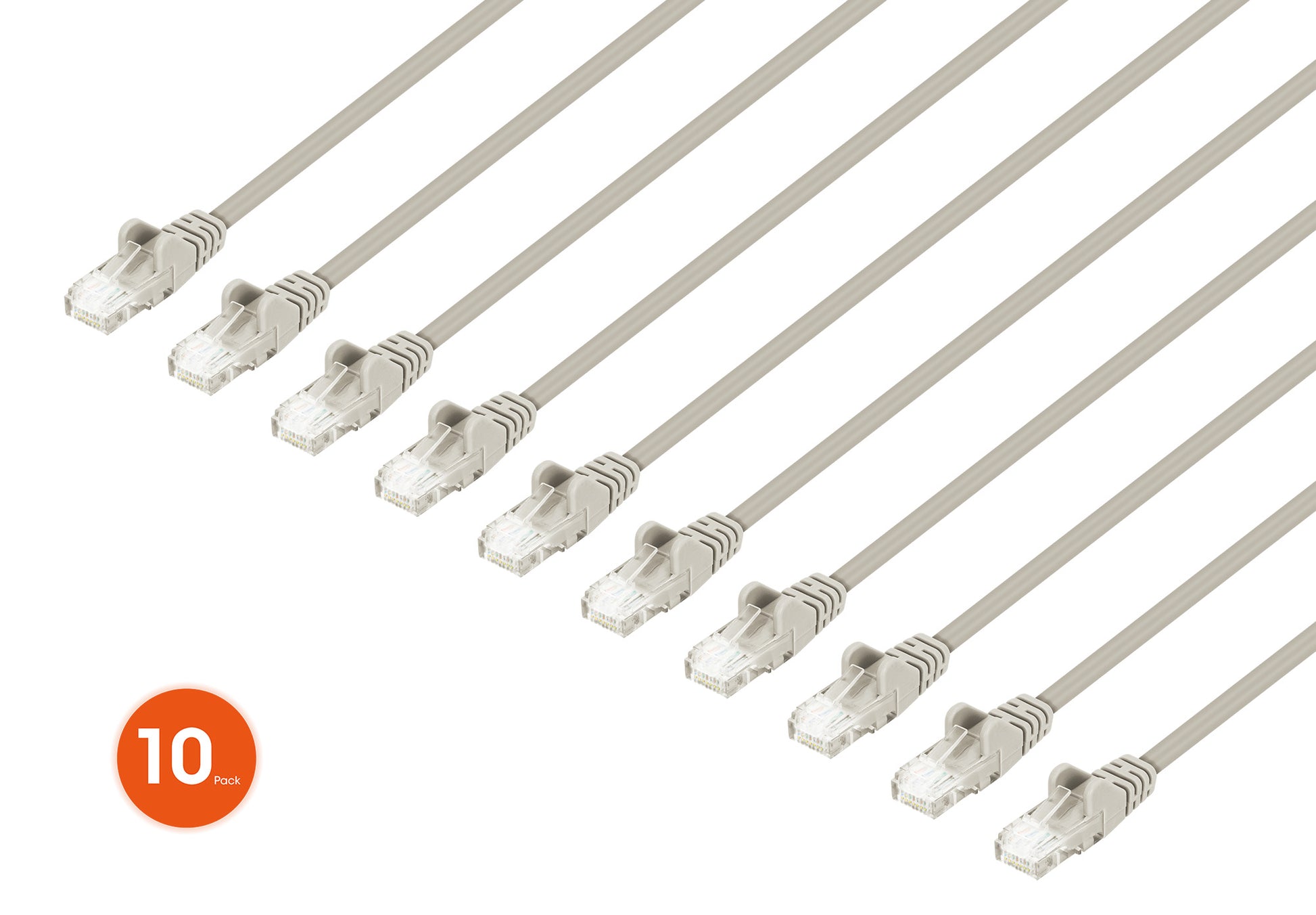 Cat6 U/UTP Premium Network Patch Cable, 2 m (7 ft.), Gray, 10-Pack Image 1