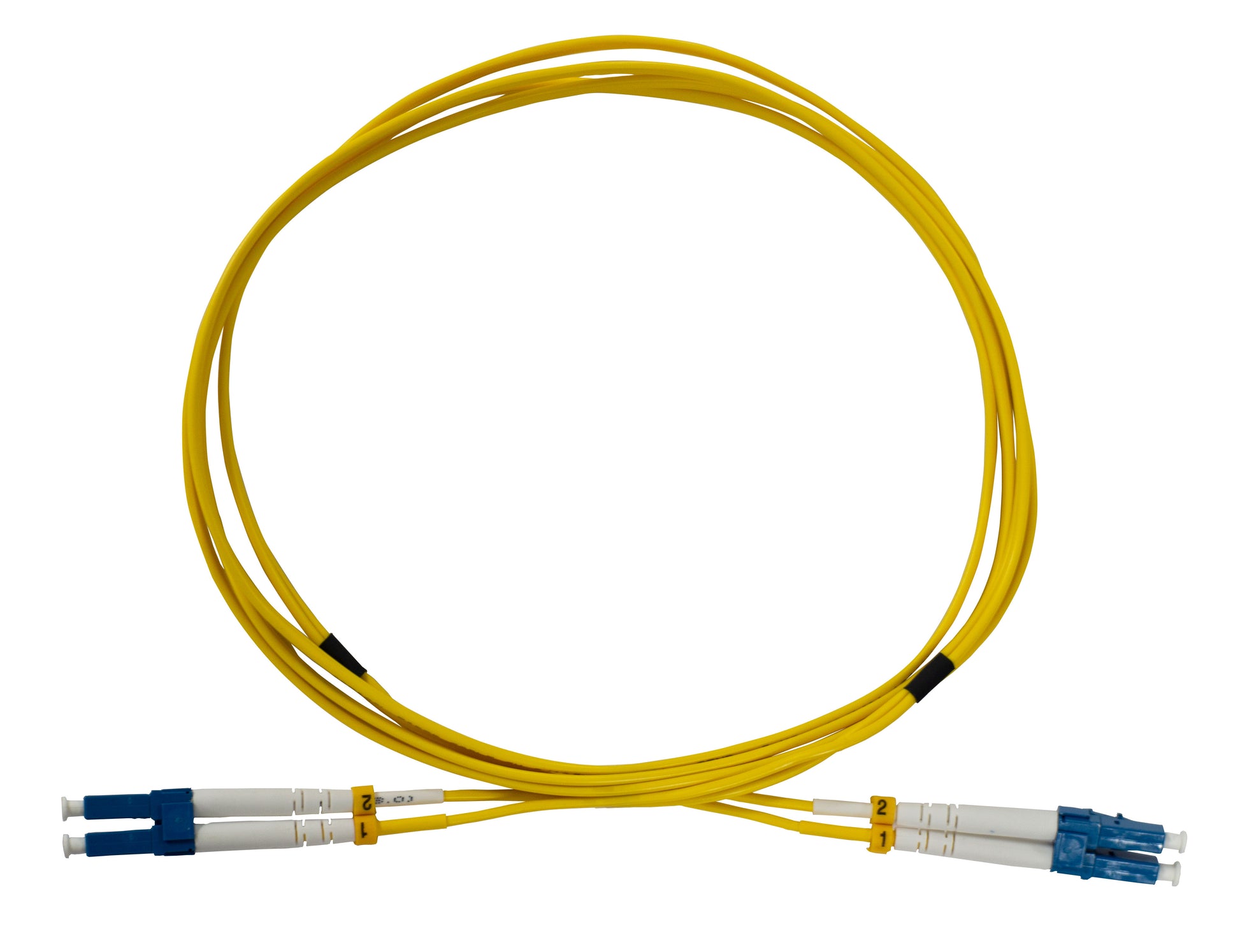 30 m LC to LC UPC Fiber Optic Patch Cable, 2.0 mm, Duplex, OFNR, Singlemode BIF, Yellow Image 4