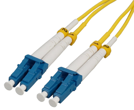 50 m LC to LC UPC Fiber Optic Patch Cable, 2.0 mm, Duplex, OFNR, Singlemode BIF, Yellow Image 1
