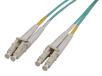 1 m LC to LC UPC Fiber Optic Patch Cable, 2.0 mm, Duplex, OFNR, OM3 Multimode, Aqua Image 1