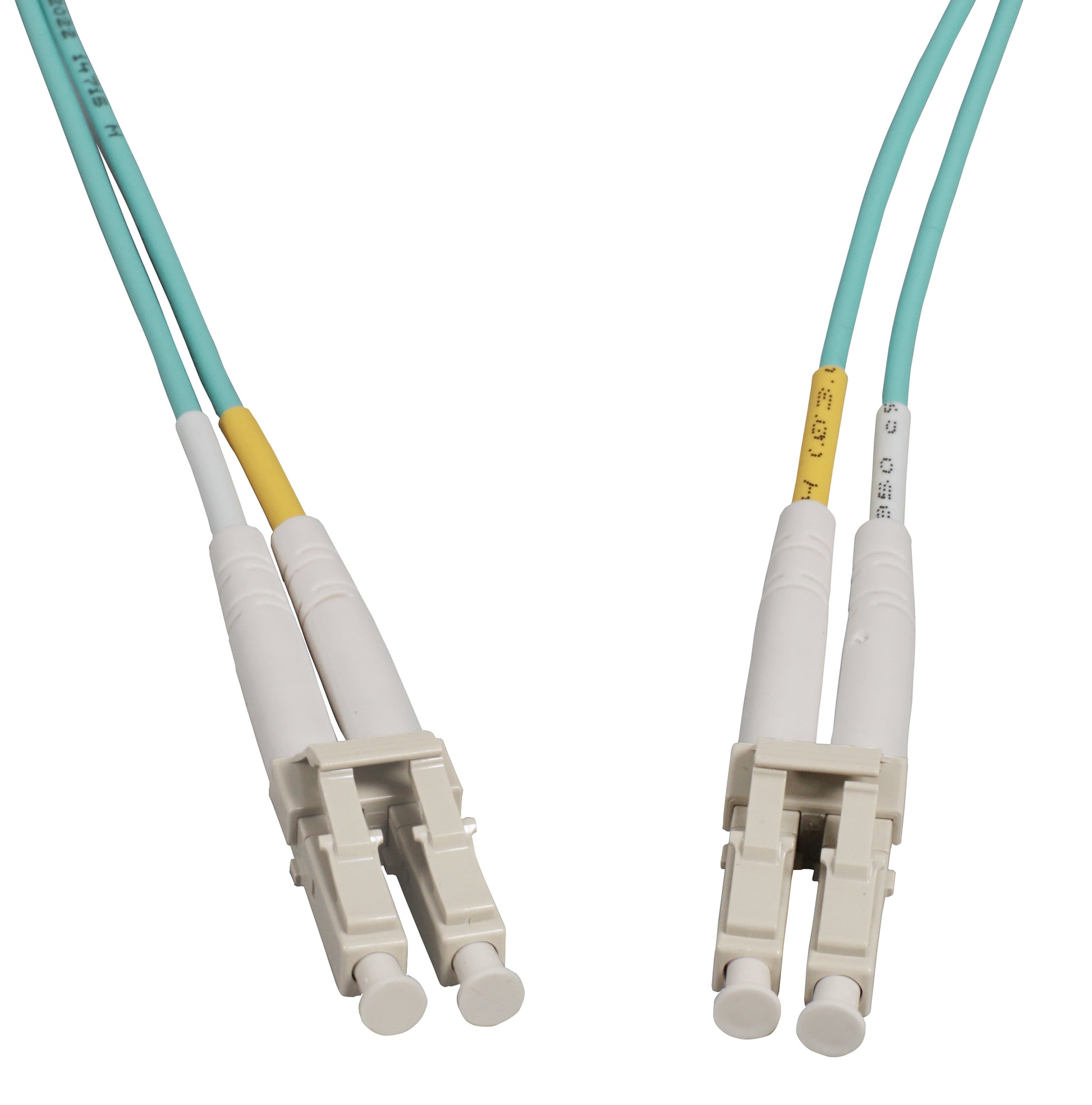 1.5 m LC to LC UPC Fiber Optic Patch Cable, 2.0 mm, Duplex, OFNR, OM3 Multimode, Aqua Image 2