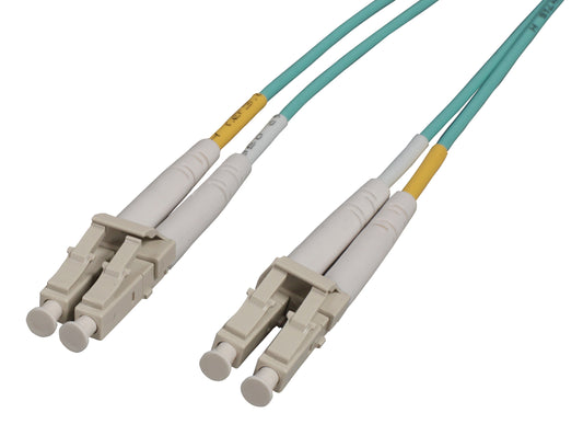 35 m LC to LC UPC Fiber Optic Patch Cable, 2.0 mm, Duplex, OFNR, OM3 Multimode, Aqua Image 1