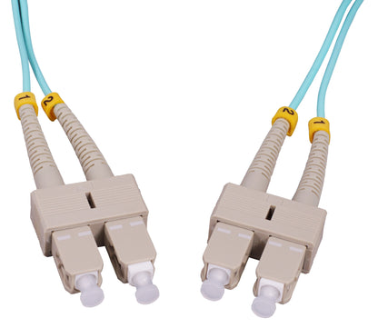 1 m SC to SC UPC Fiber Optic Patch Cable, 2.0 mm, Duplex, OFNR, OM3 Multimode, Aqua Image 2