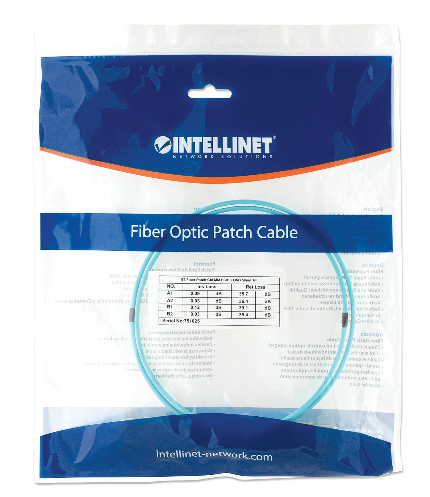 1 m SC to SC UPC Fiber Optic Patch Cable, 2.0 mm, Duplex, OFNR, OM3 Multimode, Aqua Image 5