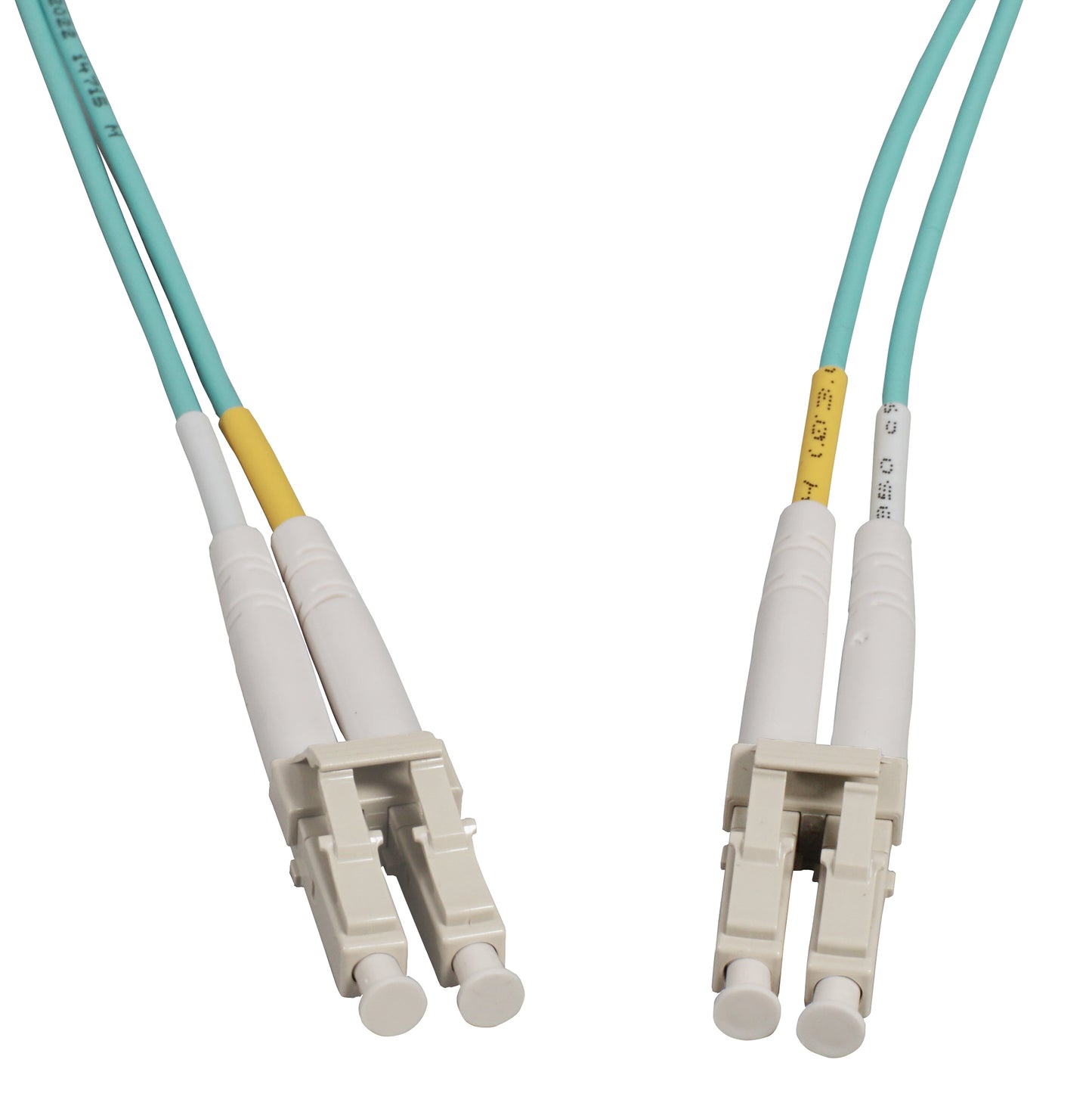 2 m LC to LC UPC Fiber Optic Patch Cable, 2.0 mm, Duplex, OFNR, OM4 Multimode, Aqua Image 2