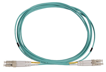 3 m LC to LC UPC Fiber Optic Patch Cable, 2.0 mm, Duplex, OFNR, OM4 Multimode, Aqua Image 3
