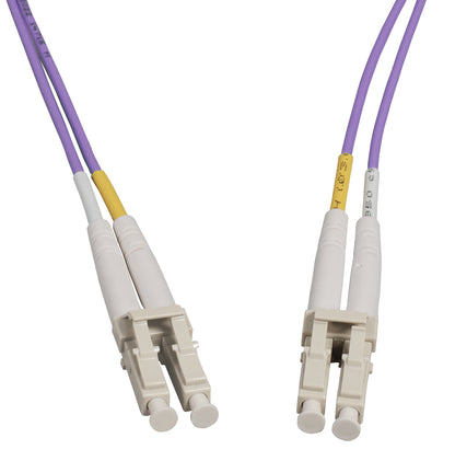 3 m LC to LC UPC Fiber Optic Patch Cable, 2.0 mm, Duplex, OFNR, OM4 Multimode, Violet Image 2