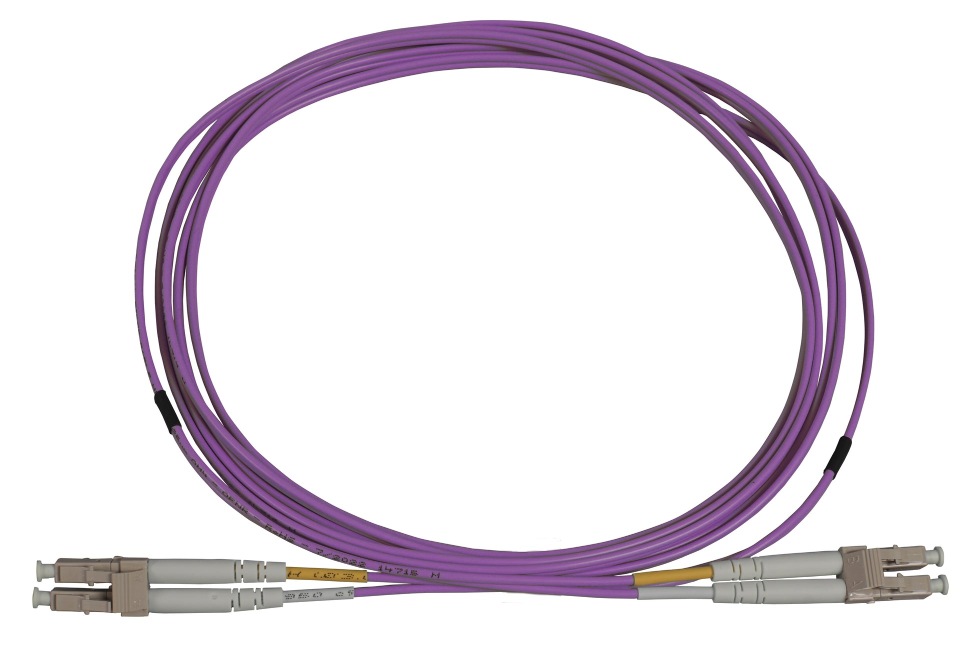 3 m LC to LC UPC Fiber Optic Patch Cable, 2.0 mm, Duplex, OFNR, OM4 Multimode, Violet Image 3