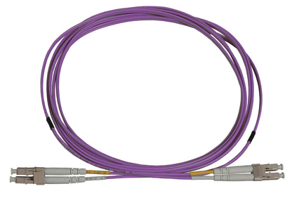 3 m LC to LC UPC Fiber Optic Patch Cable, 2.0 mm, Duplex, OFNR, OM4 Multimode, Violet Image 3