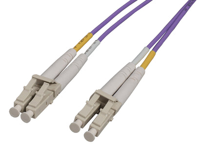 3 m LC to LC UPC Fiber Optic Patch Cable, 2.0 mm, Duplex, OFNR, OM4 Multimode, Violet Image 1