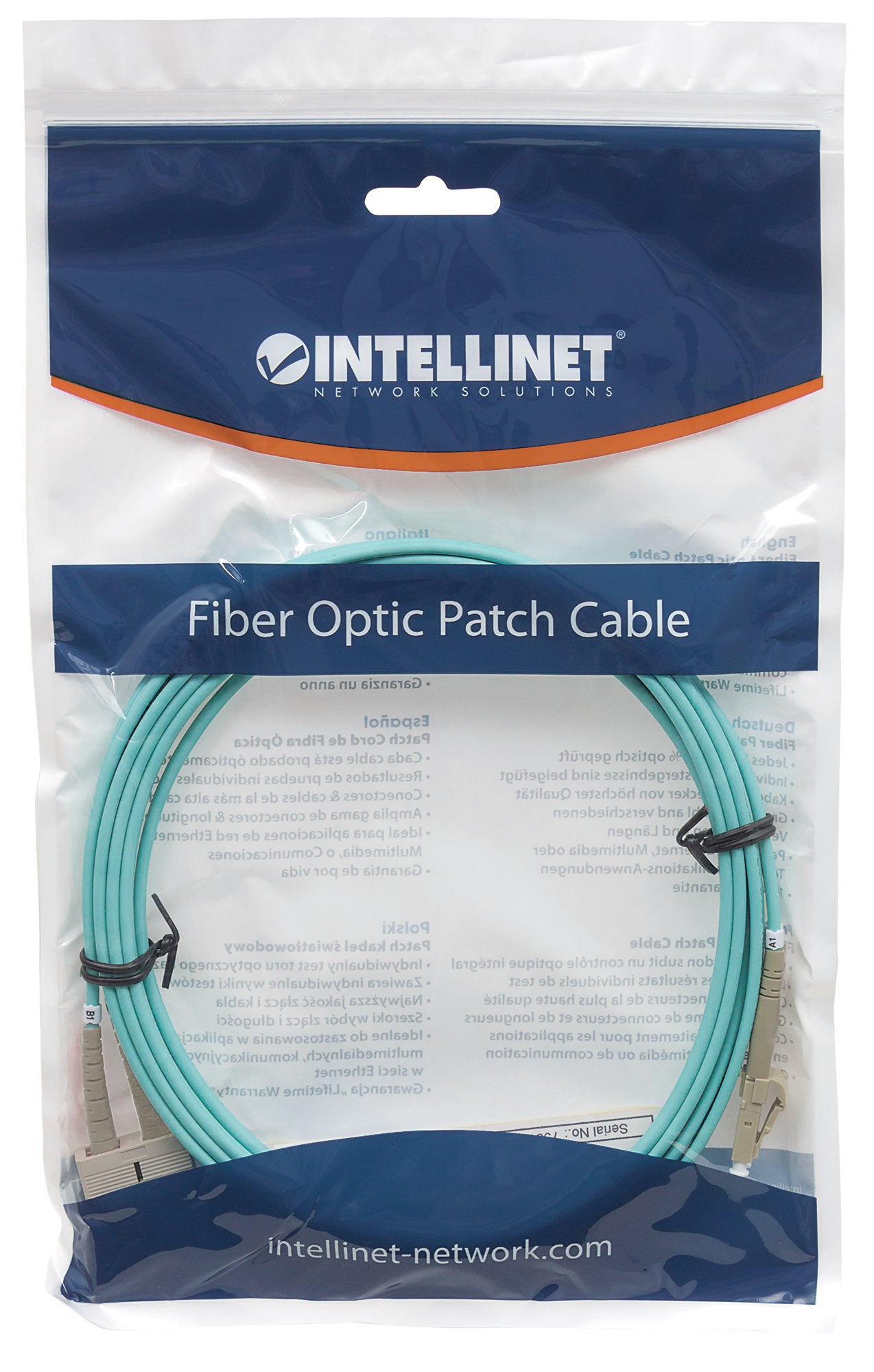 3 m LC to SC UPC Fiber Optic Patch Cable, 2.0 mm, Duplex, OFNR, OM4 Multimode, Aqua Image 5