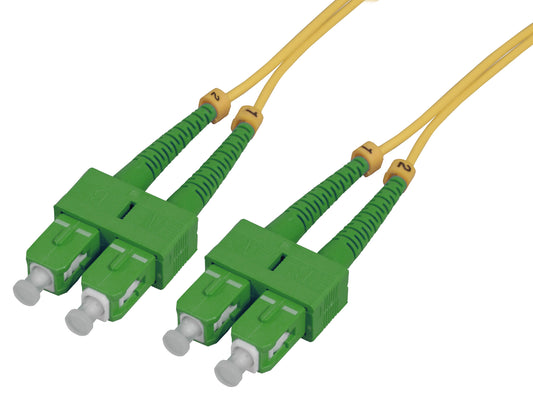 1 m SC to SC APC Fiber Optic Patch Cable, 2.0 mm, Duplex, OFNR, Singlemode BIF, Yellow Image 1
