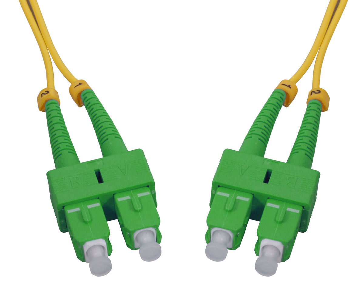 2 m SC to SC APC Fiber Optic Patch Cable, 2.0 mm, Duplex, OFNR, Singlemode BIF, Yellow Image 2