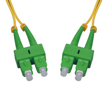 5 m SC to SC APC Fiber Optic Patch Cable, 2.0 mm, Duplex, OFNR, Singlemode BIF, Yellow Image 2