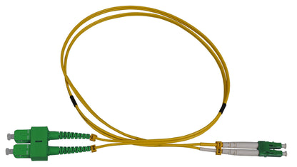 3 m LC to SC APC Fiber Optic Patch Cable, 2.0 mm, Duplex, OFNR, Singlemode BIF, Yellow Image 3