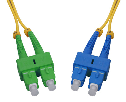 2 m SC UPC to SC APC Fiber Optic Patch Cable, 2.0 mm, Duplex, OFNR, Singlemode BIF, Yellow Image 2