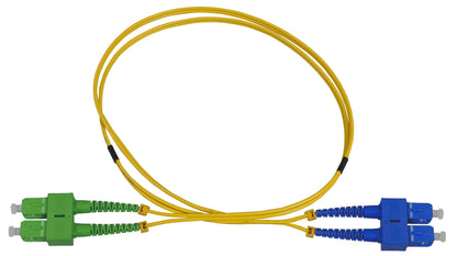 2 m SC UPC to SC APC Fiber Optic Patch Cable, 2.0 mm, Duplex, OFNR, Singlemode BIF, Yellow Image 3