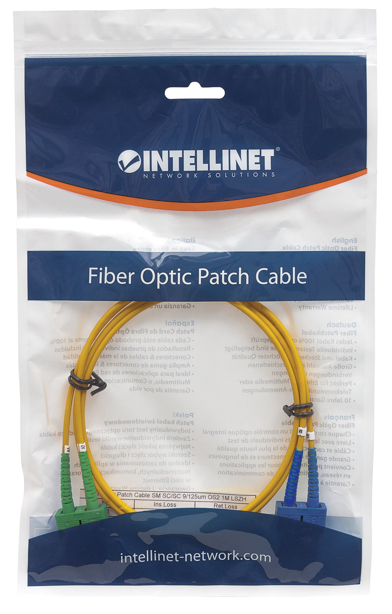 2 m SC UPC to SC APC Fiber Optic Patch Cable, 2.0 mm, Duplex, OFNR, Singlemode BIF, Yellow Image 5