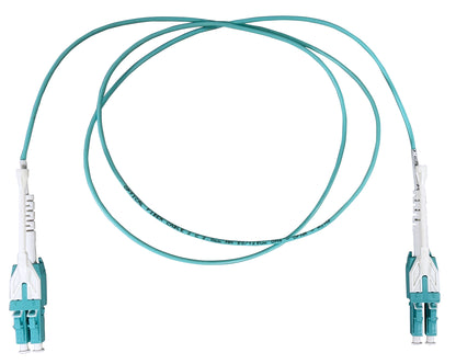 3 m LC to LC UPC Fiber Optic Patch Cable, Uniboot Pull-push tab, 2.0 mm, Duplex, OFNR, OM3 Multimode, Aqua Image 4