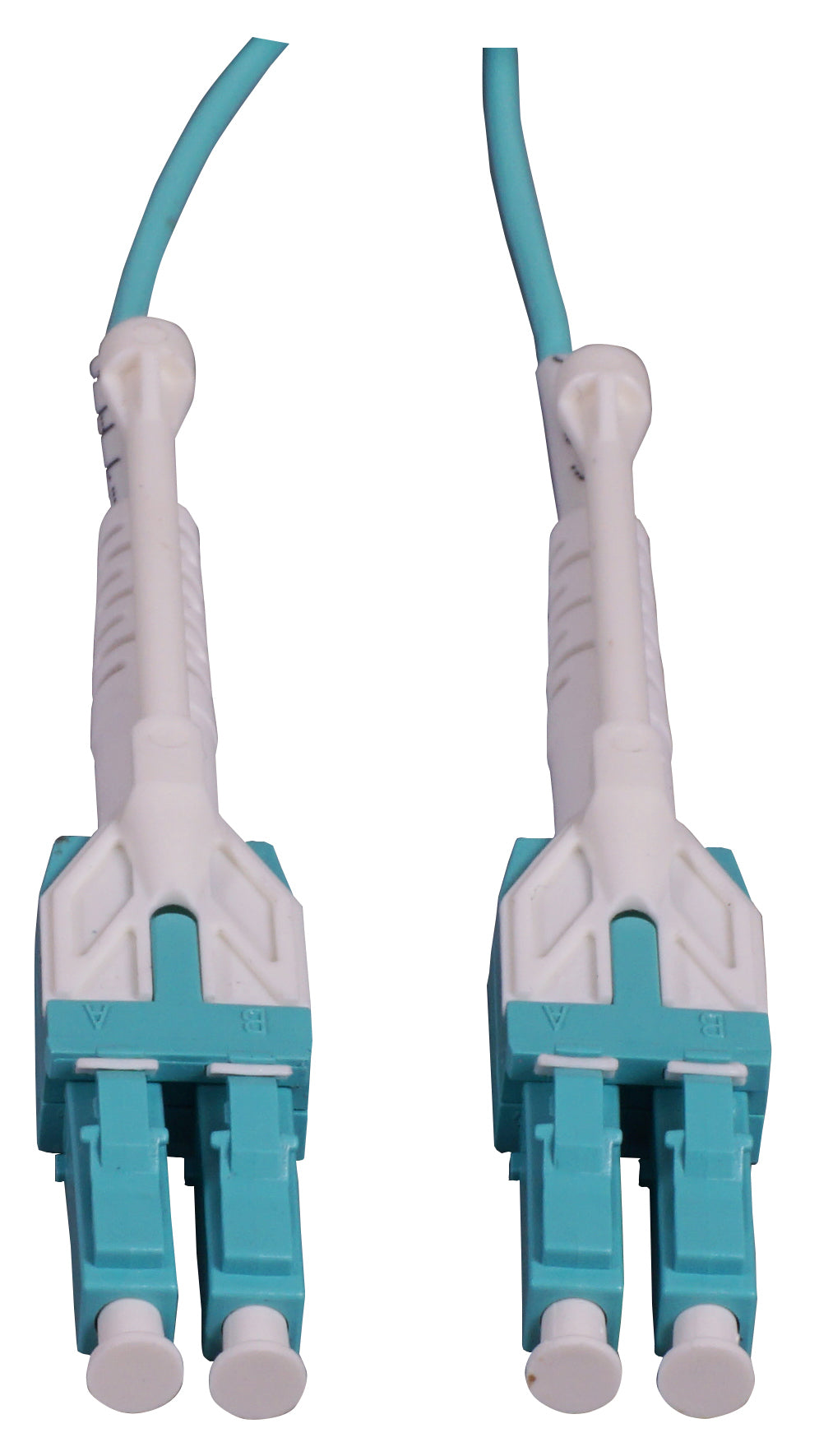 3 m LC to LC UPC Fiber Optic Patch Cable, Uniboot Pull-push tab, 2.0 mm, Duplex, OFNR, OM4 Multimode, Aqua Image 2