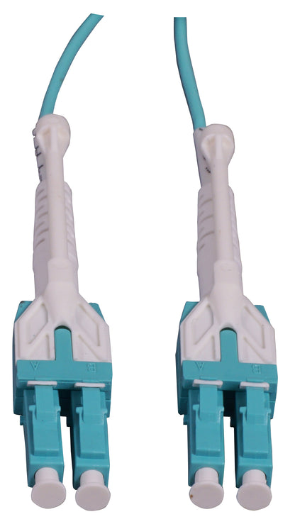 3 m LC to LC UPC Fiber Optic Patch Cable, Uniboot Pull-push tab, 2.0 mm, Duplex, OFNR, OM4 Multimode, Aqua Image 2