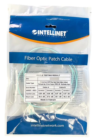 3 m LC to LC UPC Fiber Optic Patch Cable, Uniboot Pull-push tab, 2.0 mm, Duplex, OFNR, OM4 Multimode, Aqua Image 5