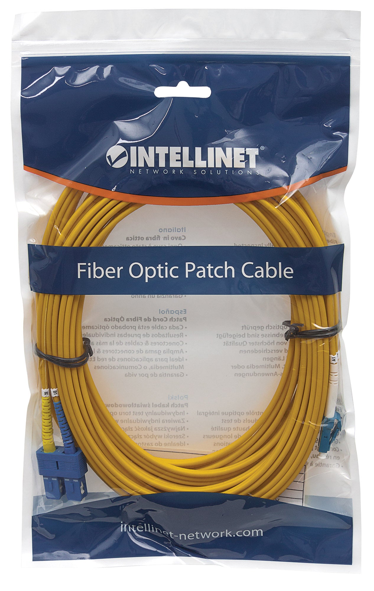 7 m LC to SC UPC Fiber Optic Patch Cable, 2.0 mm, Duplex, OFNR, Singlemode BIF, Yellow Image 5