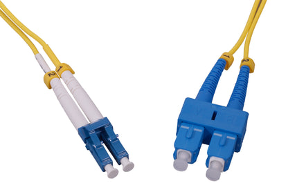 15 m LC to SC UPC Fiber Optic Patch Cable, 2.0 mm, Duplex, OFNR, Singlemode BIF, Yellow Image 2