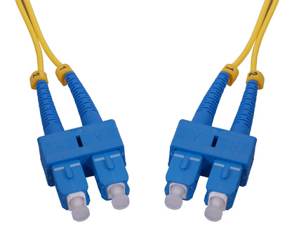 1 m SC to SC UPC Fiber Optic Patch Cable, 2.0 mm, Duplex, OFNR, Singlemode BIF, Yellow Image 2