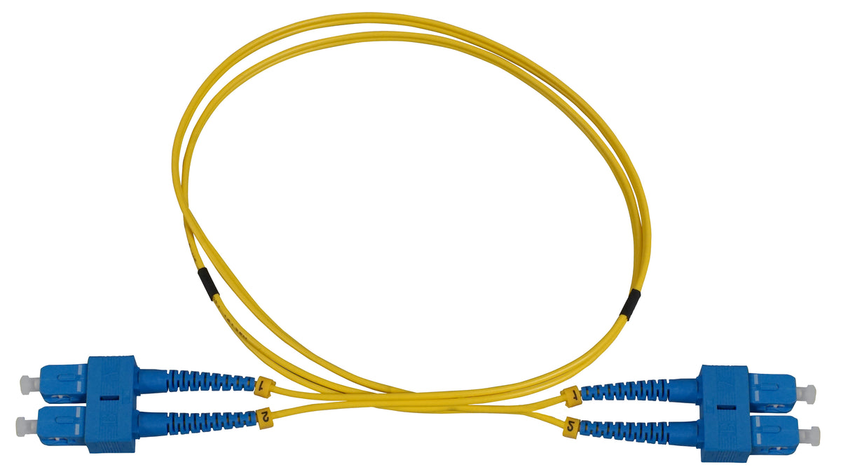 2 m SC to SC UPC Fiber Optic Patch Cable, 2.0 mm, Duplex, OFNR, Singlemode BIF, Yellow Image 3