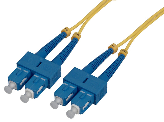 7 m SC to SC UPC Fiber Optic Patch Cable, 2.0 mm, Duplex, OFNR, Singlemode BIF, Yellow Image 1