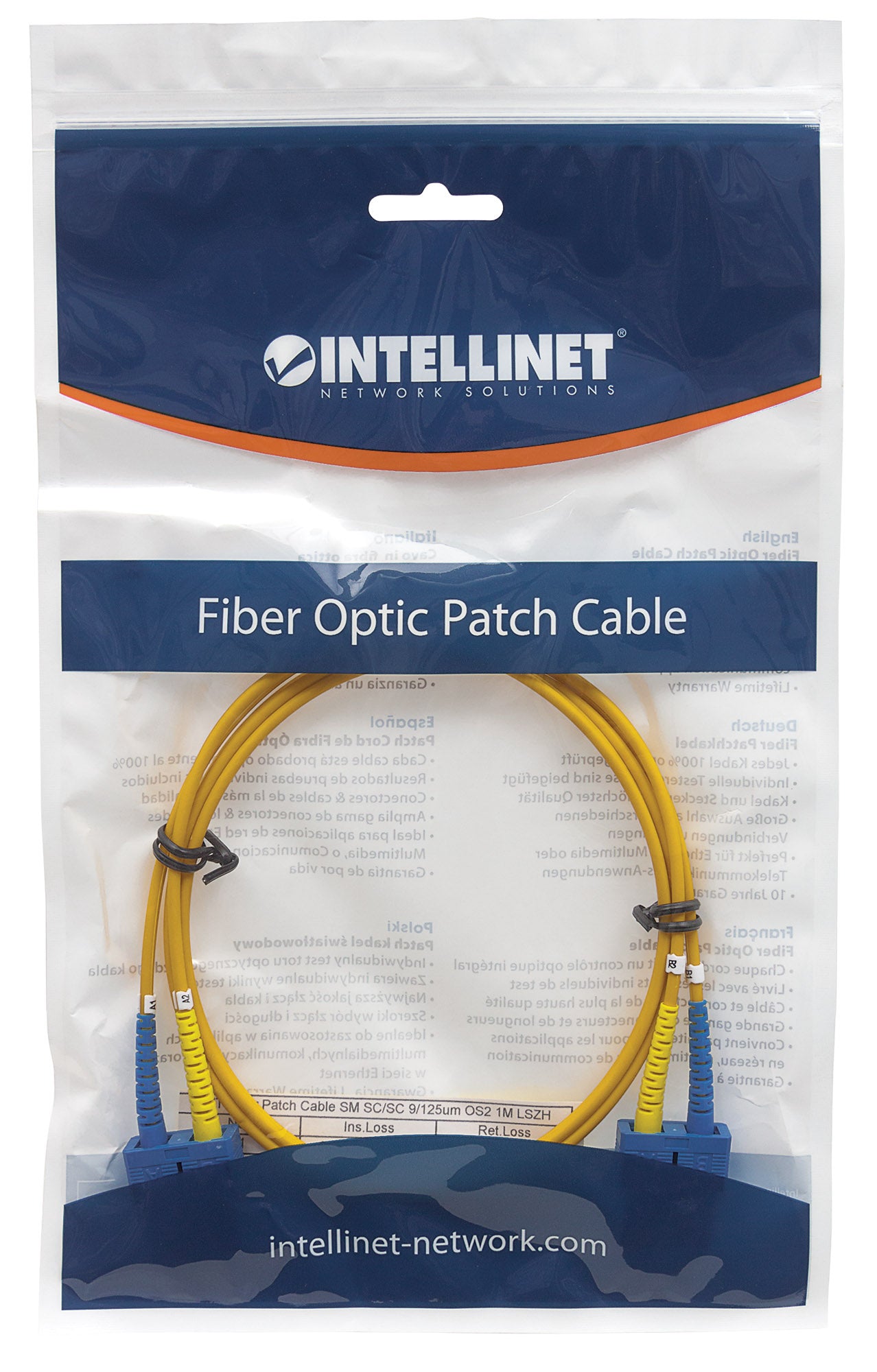 10 m SC to SC UPC Fiber Optic Patch Cable, 2.0 mm, Duplex, OFNR, Singlemode BIF, Yellow Image 5
