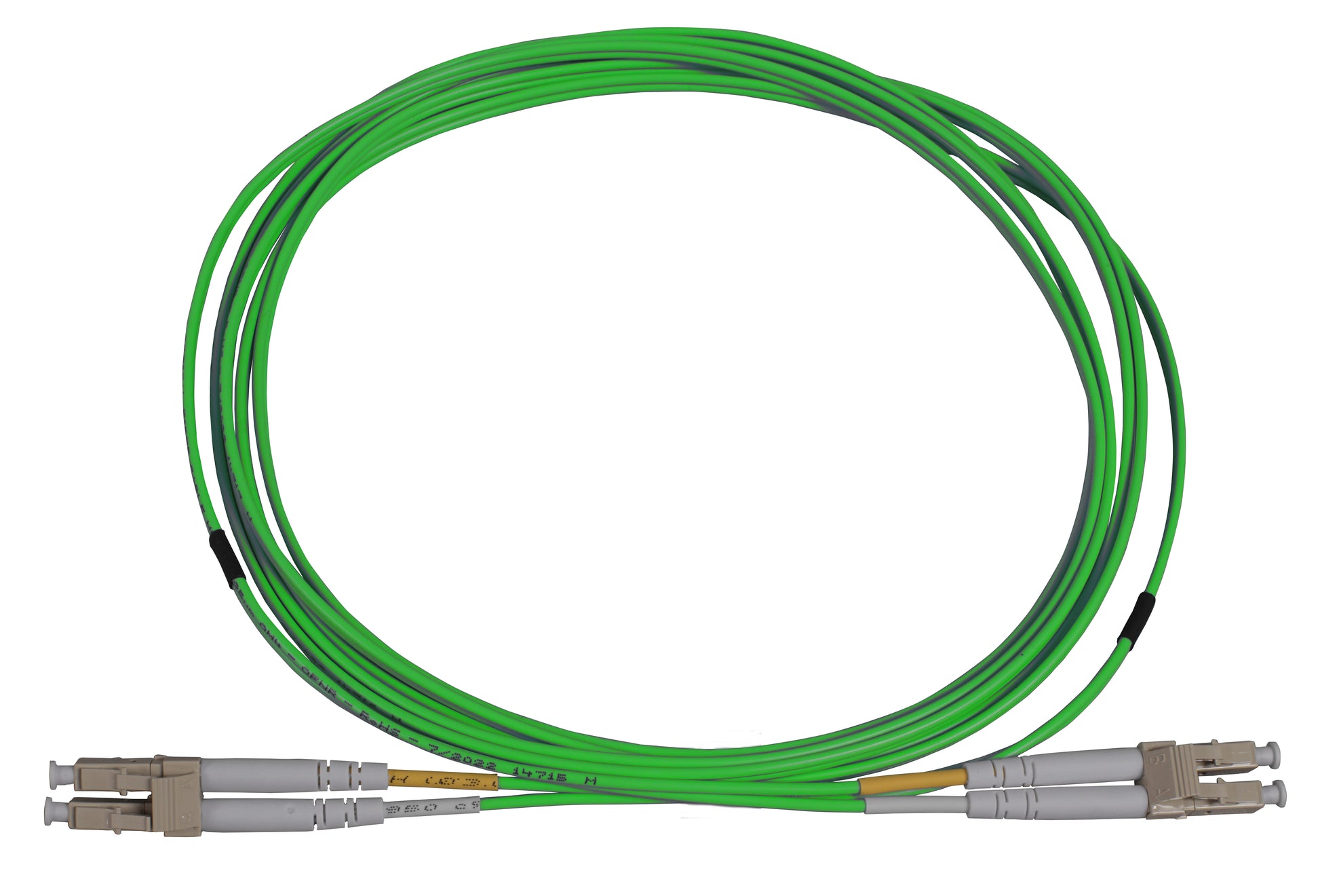3 m LC to LC UPC Fiber Optic Patch Cable, 2.0 mm, Duplex, OFNR, OM5 Multimode, Lime Green Image 3