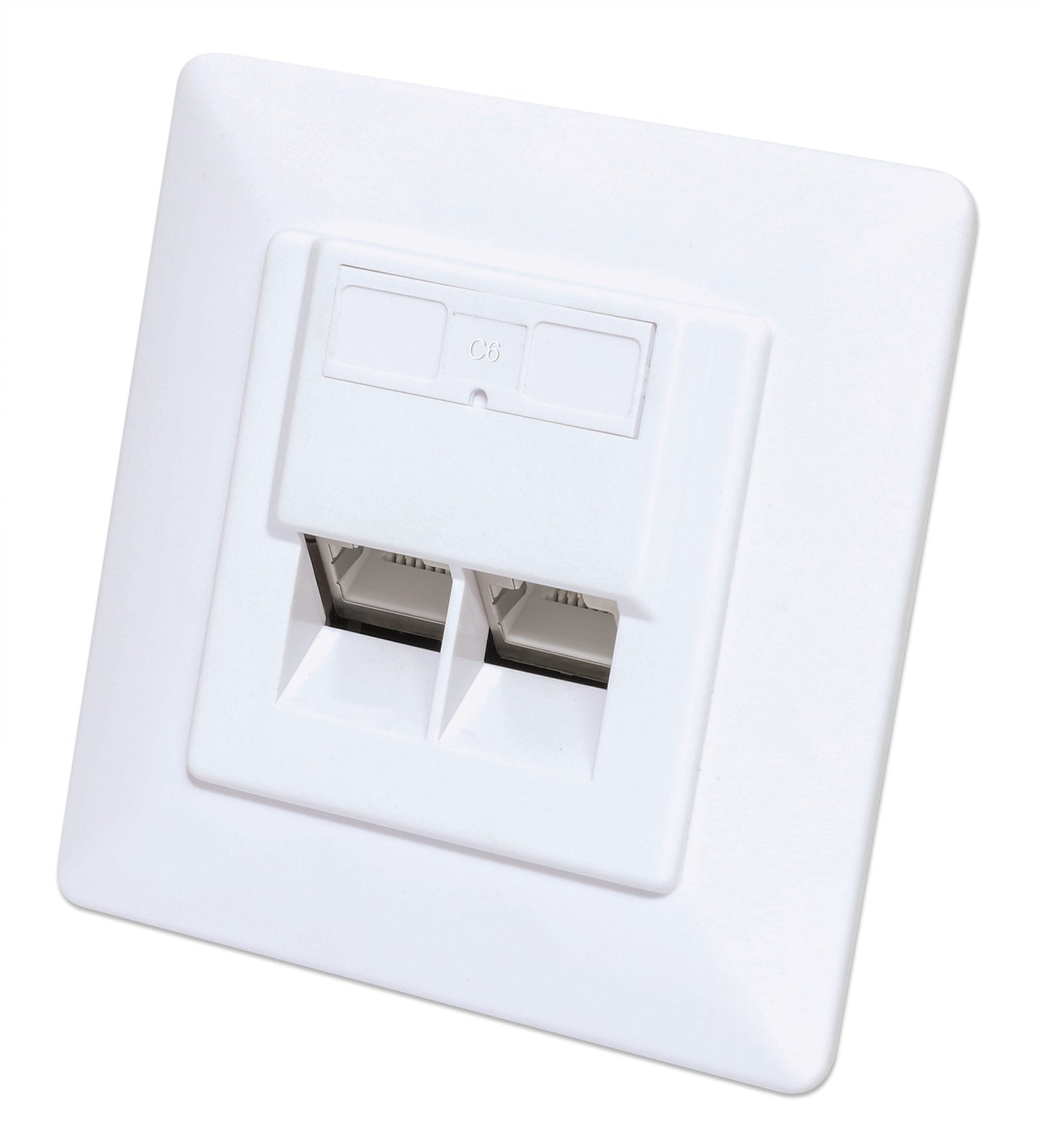 2-Port Cat6 10G Shielded RJ45 Wall Plate Image 1