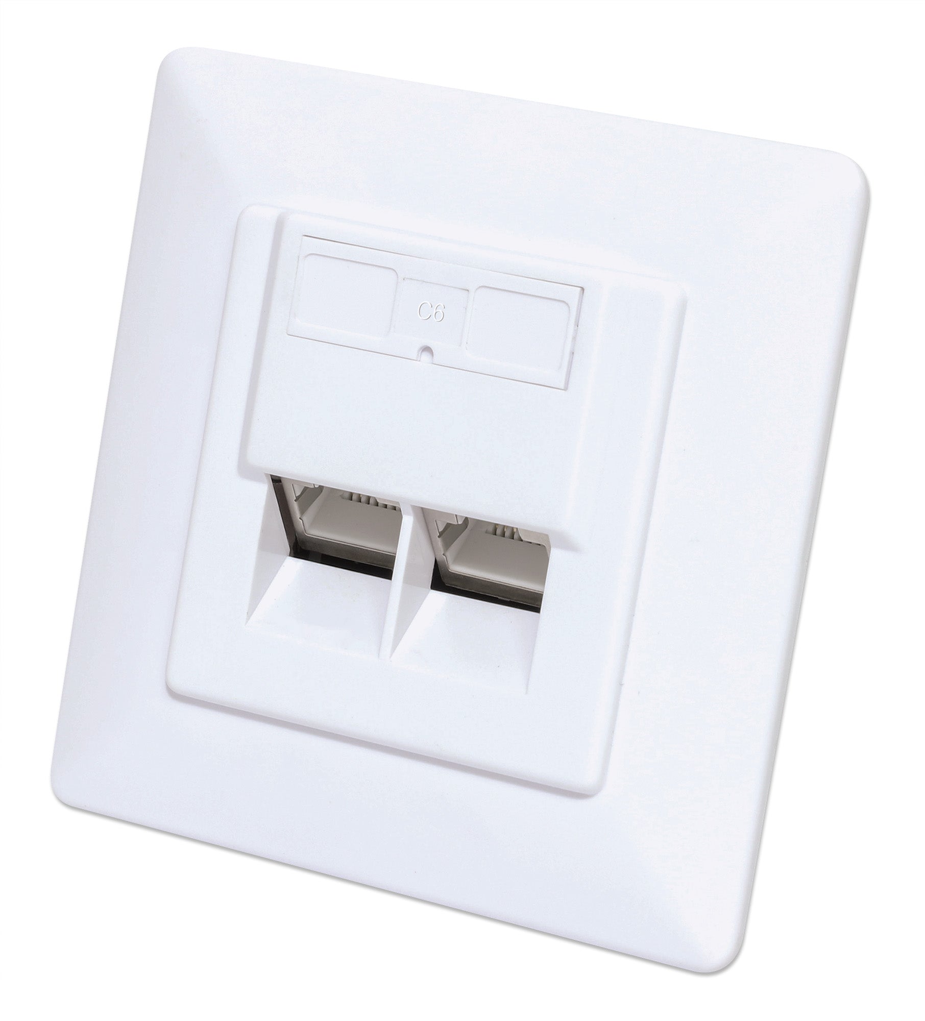 2-Port Cat6 10G Shielded RJ45 Wall Plate Image 1