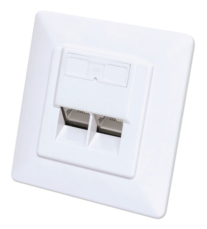 2-Port Cat6 10G Shielded RJ45 Wall Plate Image 1