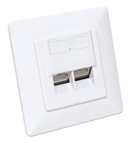 2-Port Cat6a 10G Shielded RJ45 Wall Plate Image 2