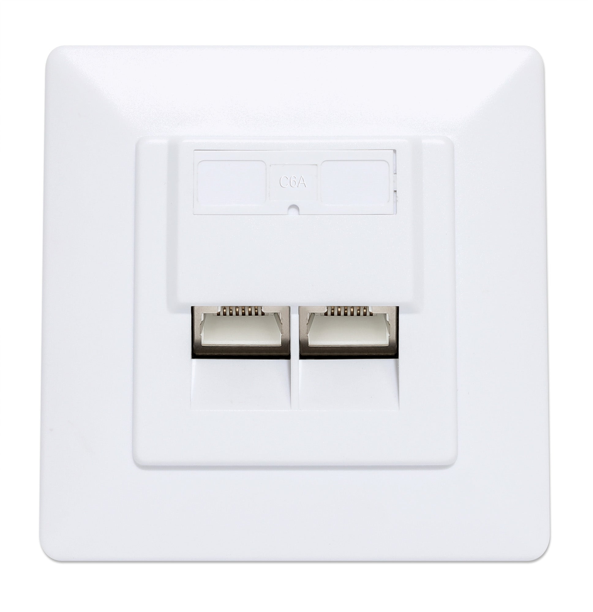 2-Port Cat6a 10G Shielded RJ45 Wall Plate Image 3