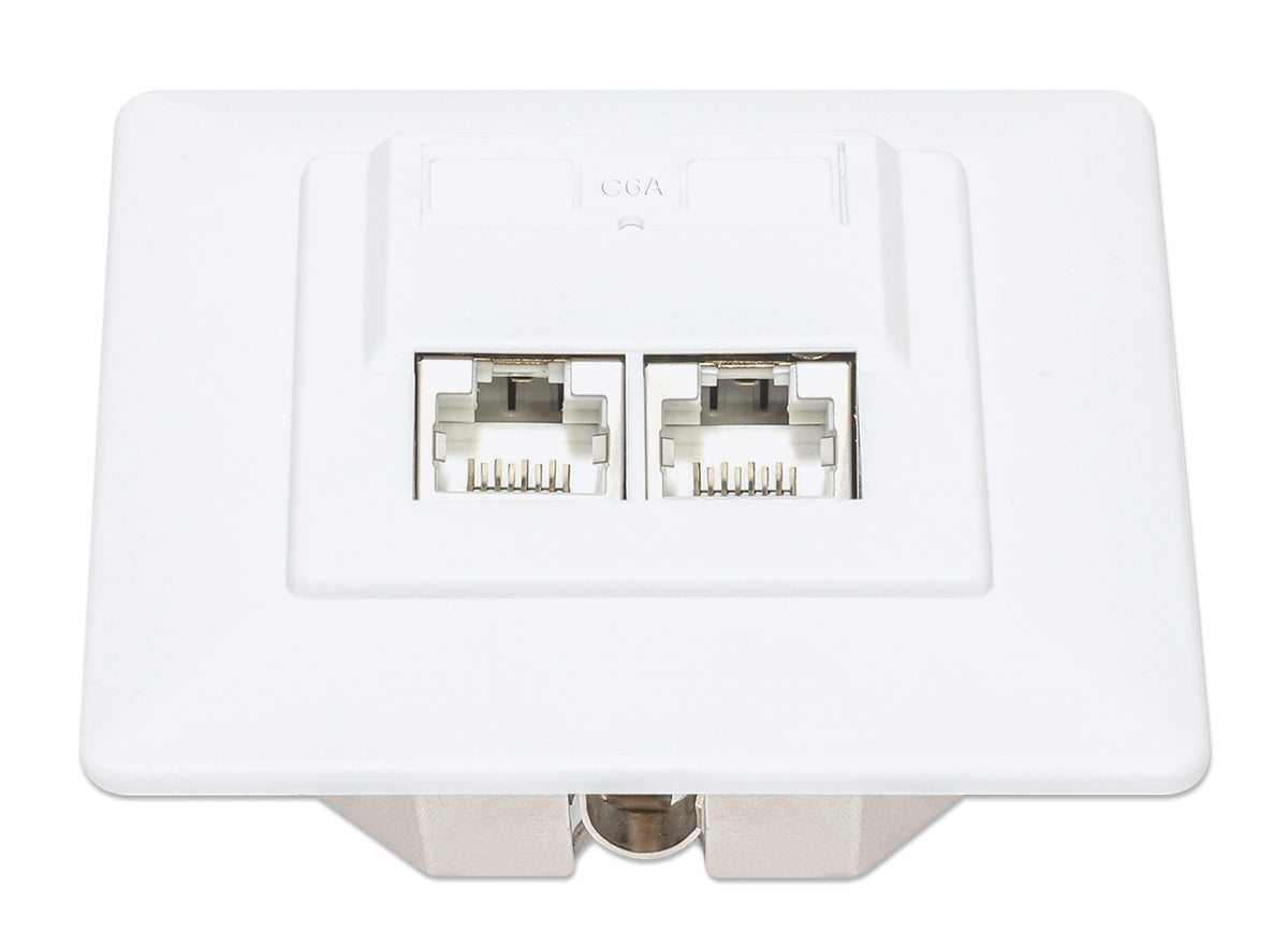 2-Port Cat6a 10G Shielded RJ45 Wall Plate Image 4