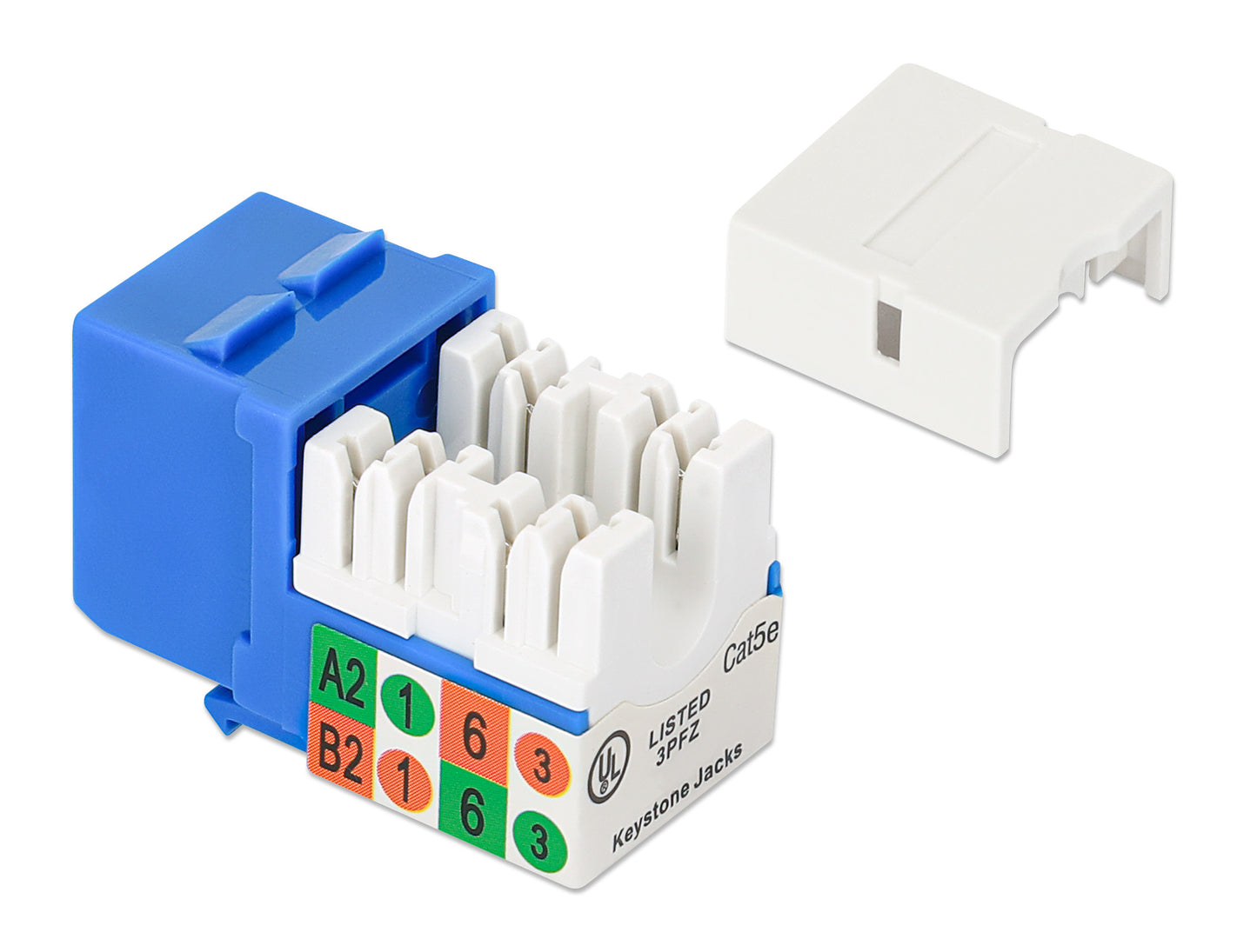 Cat5e Slim Punch-Down Keystone Jack, Blue Image 5