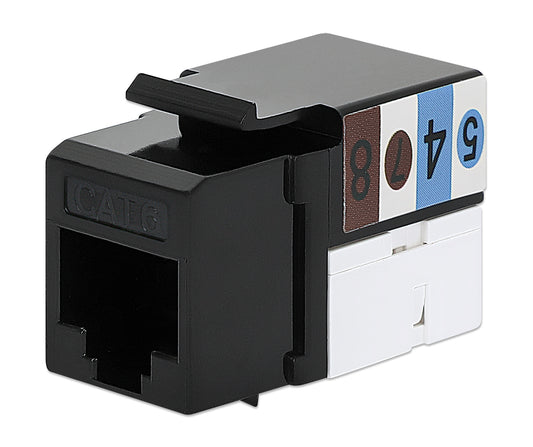 Cat6 Slim Punch-Down Keystone Jack, Black Image 1