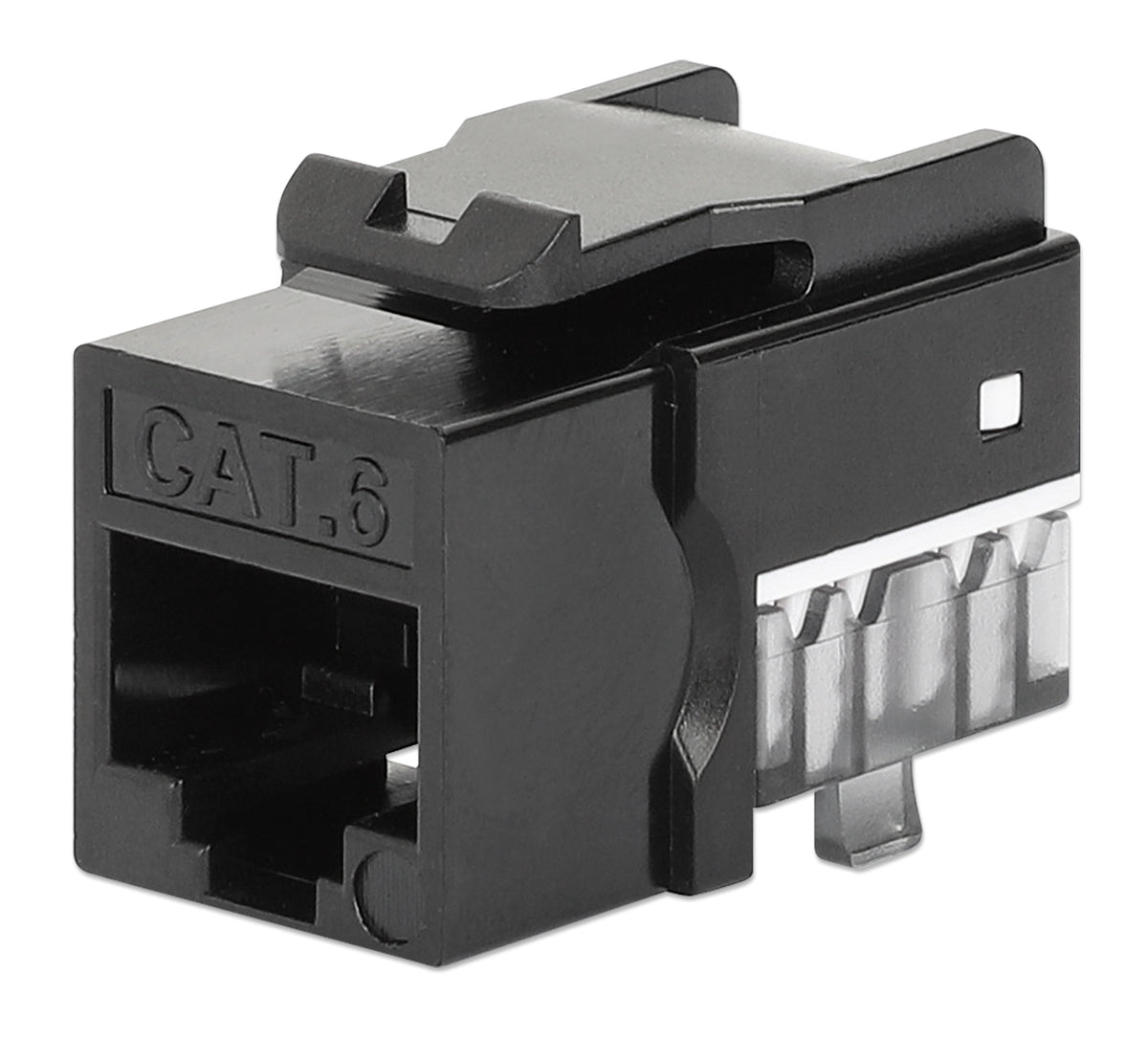 Cat6 Slim Keystone Jack with Punch-Down Stand, Black, 25-Pack Image 1