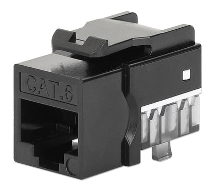 Cat6 Slim Keystone Jack with Punch-Down Stand, Black, 25-Pack Image 1